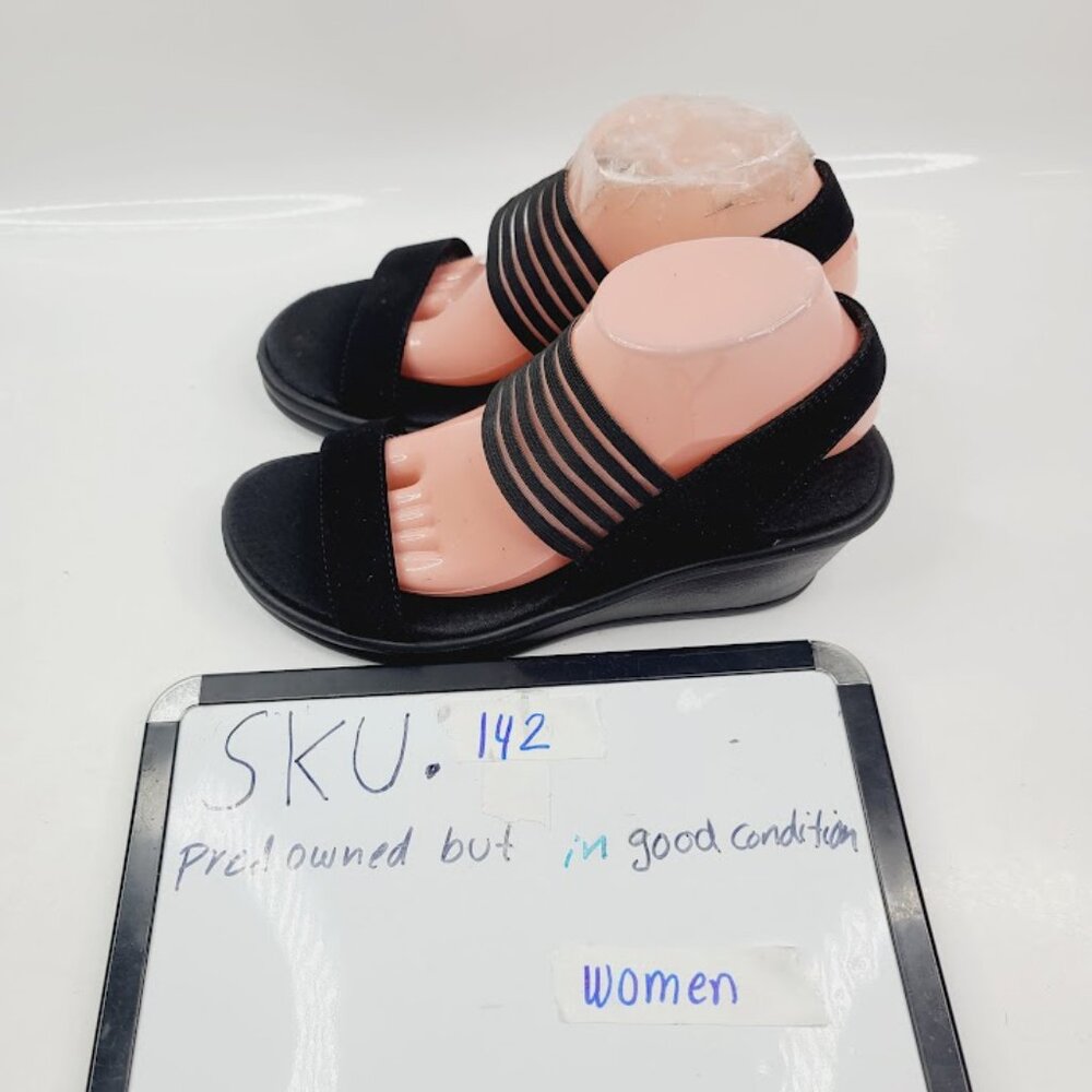 Skechers Women's Black Rumblers 38472 Wedge Classic Slingback Sandal Size 10 - Picture 7 of 7